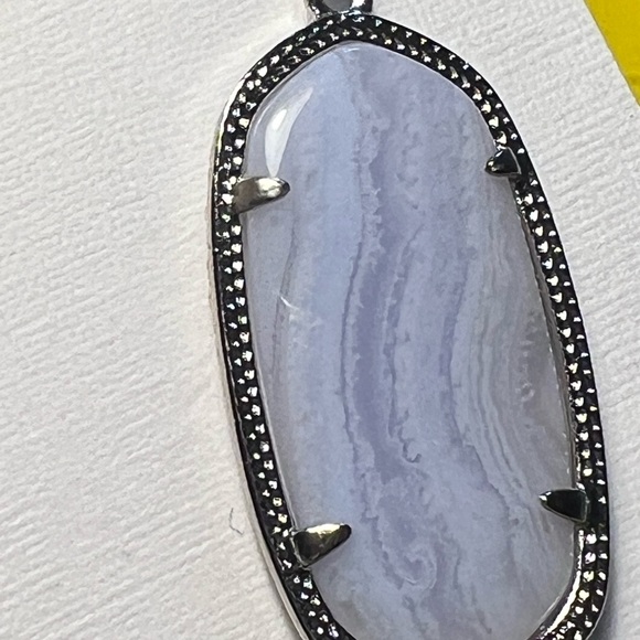 NWT Kendra Scott Elle Earrings Blue Lace Agate & Silver Rare & So Beautiful! - Picture 7 of 9